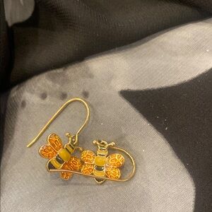 Gold and Orange Bee Earrings